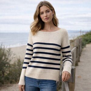 Cashmere Sweater Only Mine (Nordstrom) Women’s XL  2 Ply Ivory Blue Soft Comfy